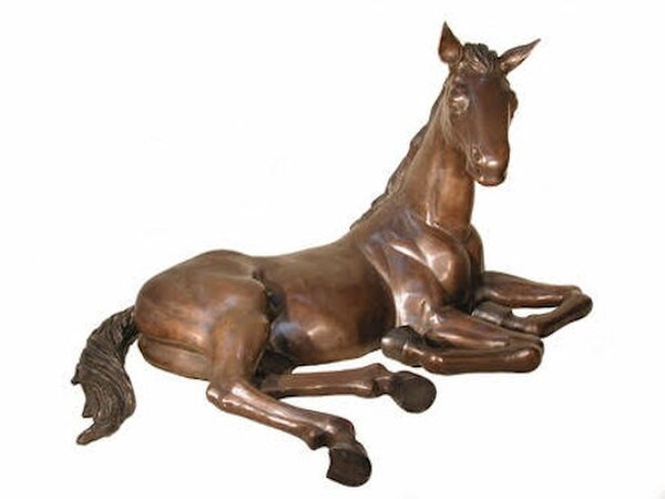 Colt Bronze Foal Horse Laying Down Life Size resting horses adolescent